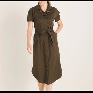 Chico's Olive Midi Shirt Dress Size Small